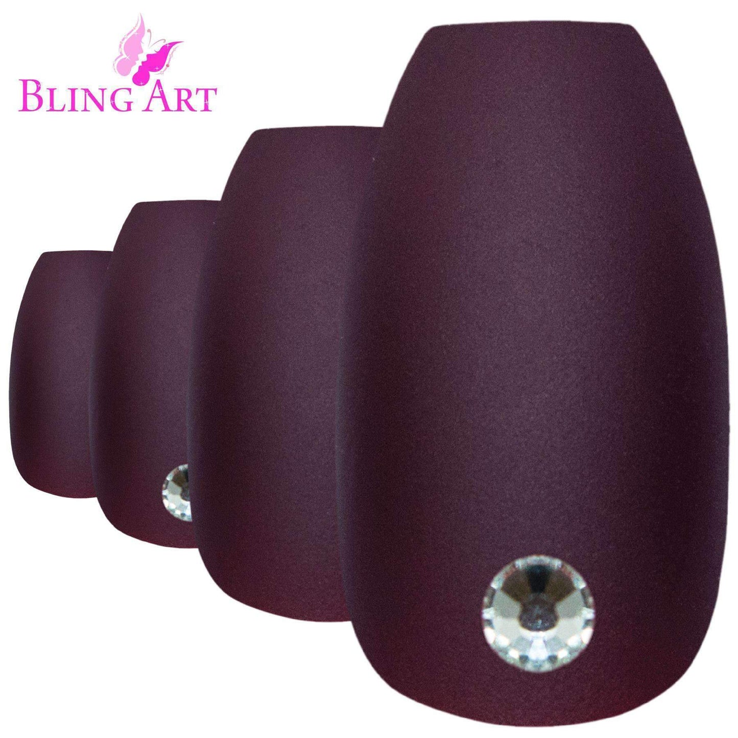 False Nails by Bling Art Brown Matte Ballerina Coffin 24 Fake Long